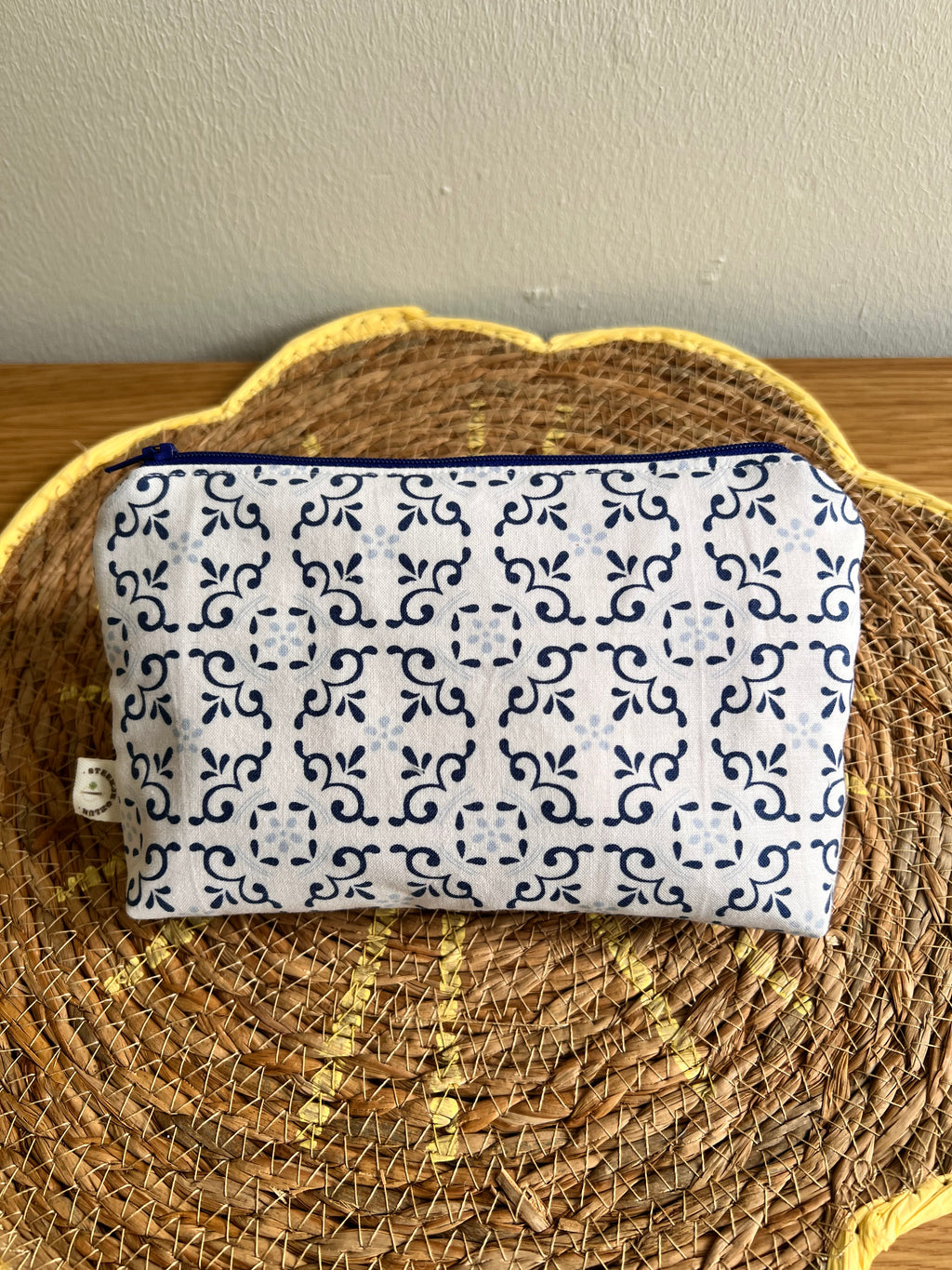 Etui wit met donkerblauw